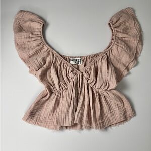 BUCKETLIST Women's Blush Ruffle Blouse